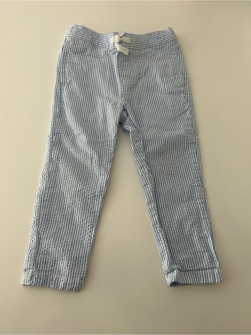 Janie and Jack Light Blue White Striped Seersucker Pants